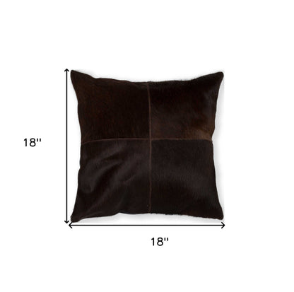 18" Black Cowhide Throw Pillow