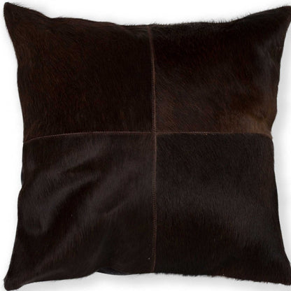 18" Black Cowhide Throw Pillow