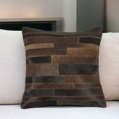 18" Tan Cowhide Throw Pillow