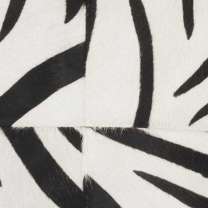 18" Black and White Zebra Print Cowhide Throw Pillow