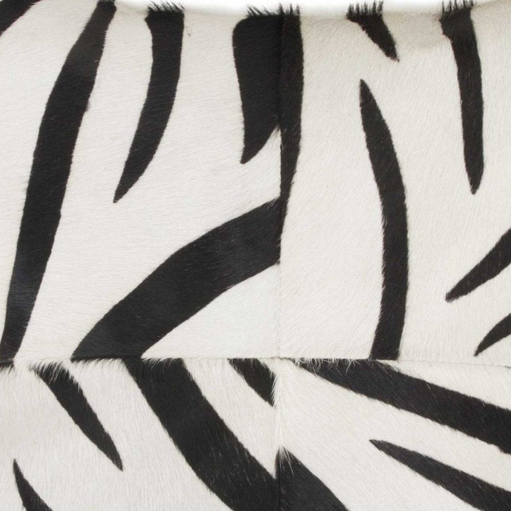 18" Black and White Zebra Print Cowhide Throw Pillow