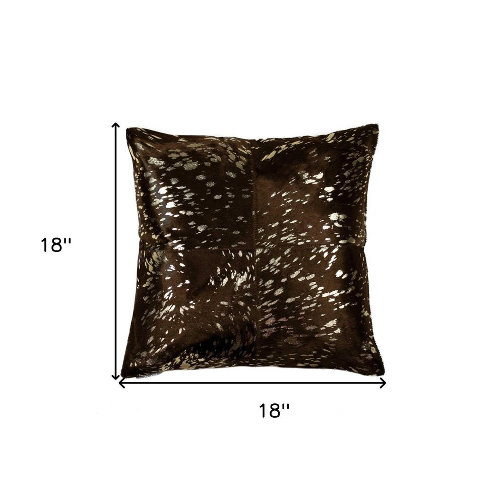 18" X 18" X 5" Gold And Chocolate Quattro  Pillow