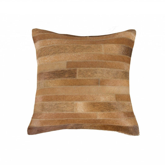 18" Brown Cowhide Throw Pillow