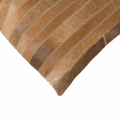 18" Brown Cowhide Throw Pillow