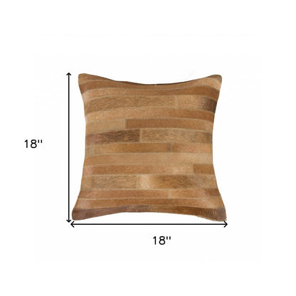 18" Brown Cowhide Throw Pillow