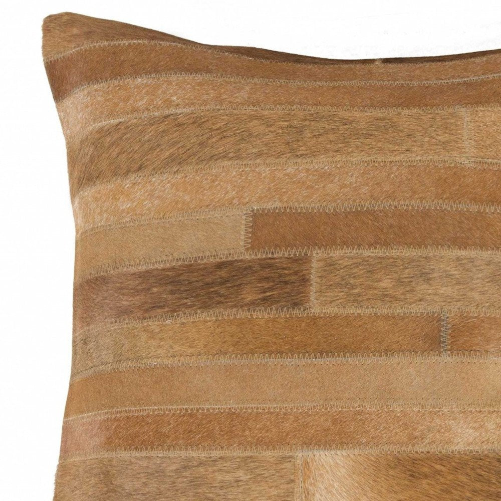 18" Brown Cowhide Throw Pillow