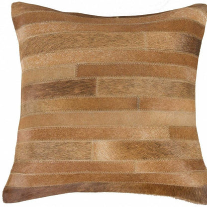 18" Brown Cowhide Throw Pillow