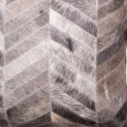 18" Gray Chevron Cowhide Throw Pillow