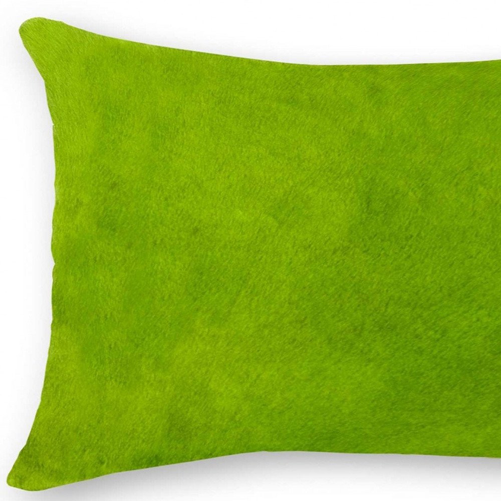 12" X 20" Lime Green Cowhide Throw Pillow