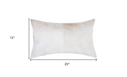 12" X 20" Tan Cowhide Throw Pillow