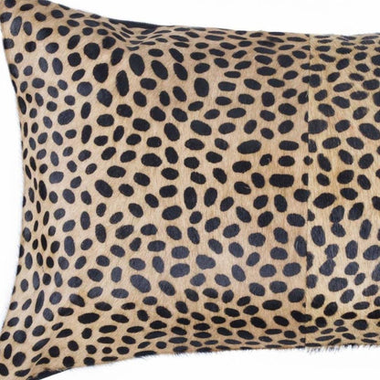 12" X 20" Orange and Black Cowhide Throw Pillow