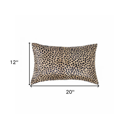 12" X 20" Orange and Black Cowhide Throw Pillow