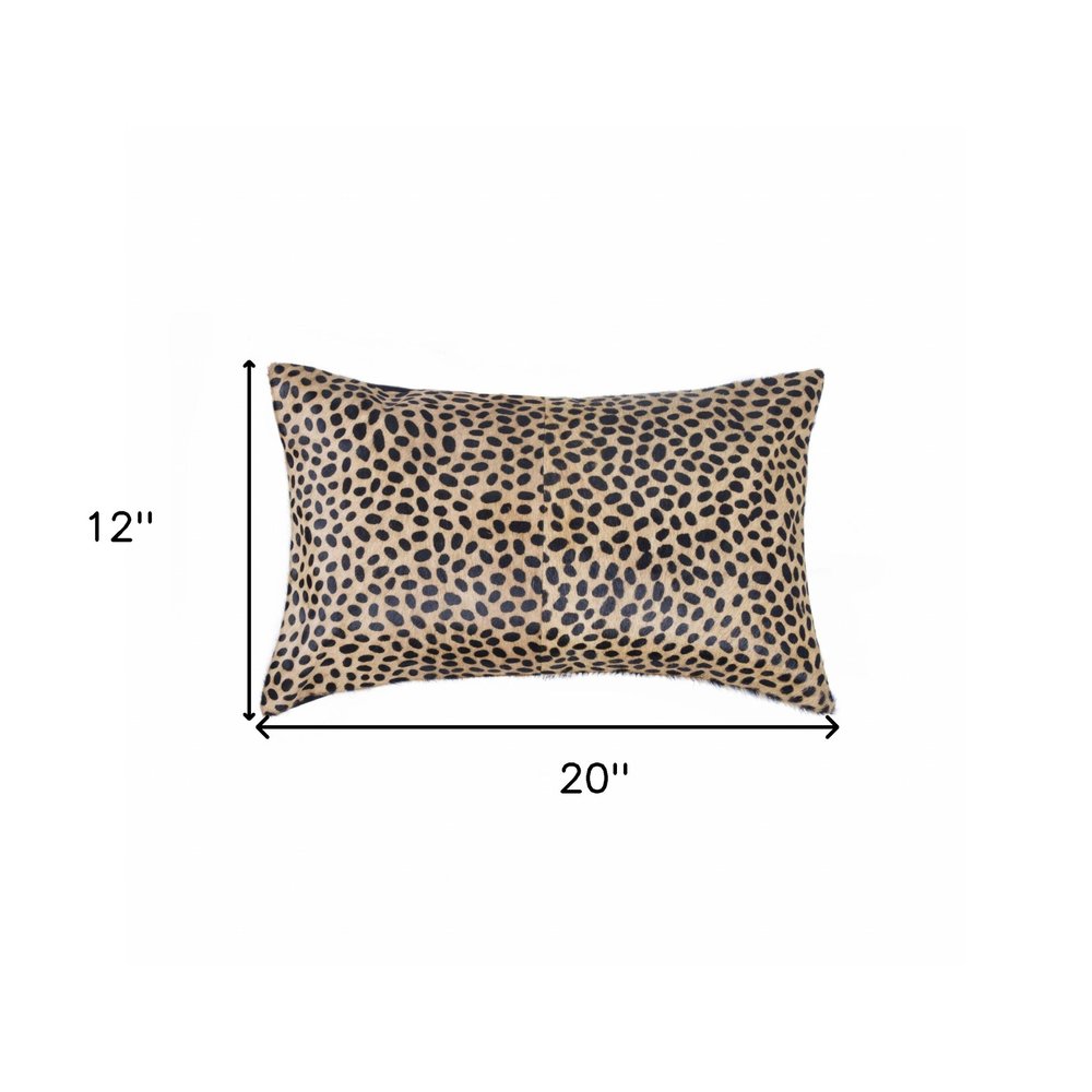 12" X 20" Orange and Black Cowhide Throw Pillow