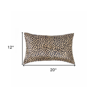 12" X 20" Orange and Black Cowhide Throw Pillow