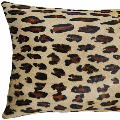 12" X 20" Black And Orange Cowhide Throw Pillow