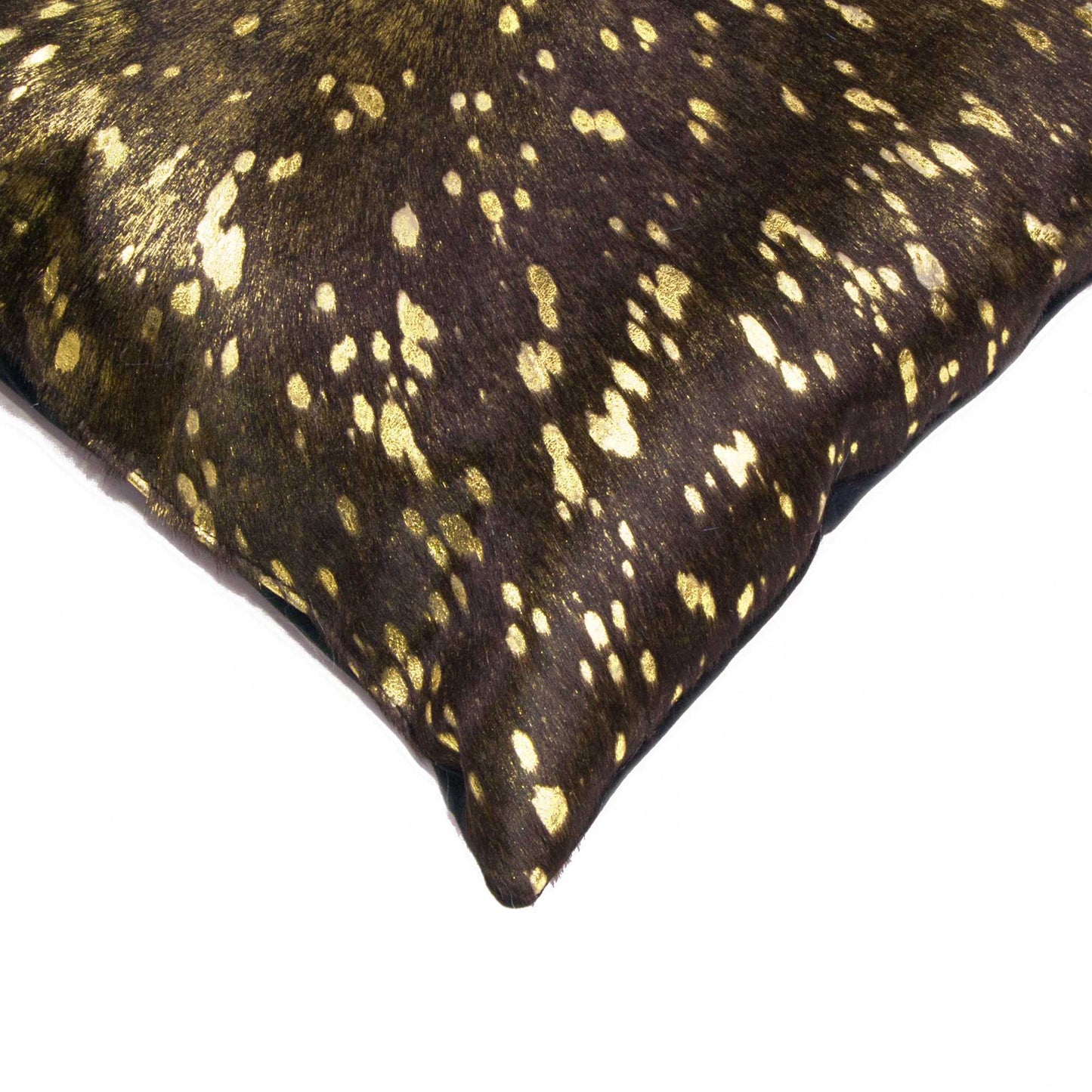 12" X 20" X 5" Chocolate And Gold Cowhide  Pillow