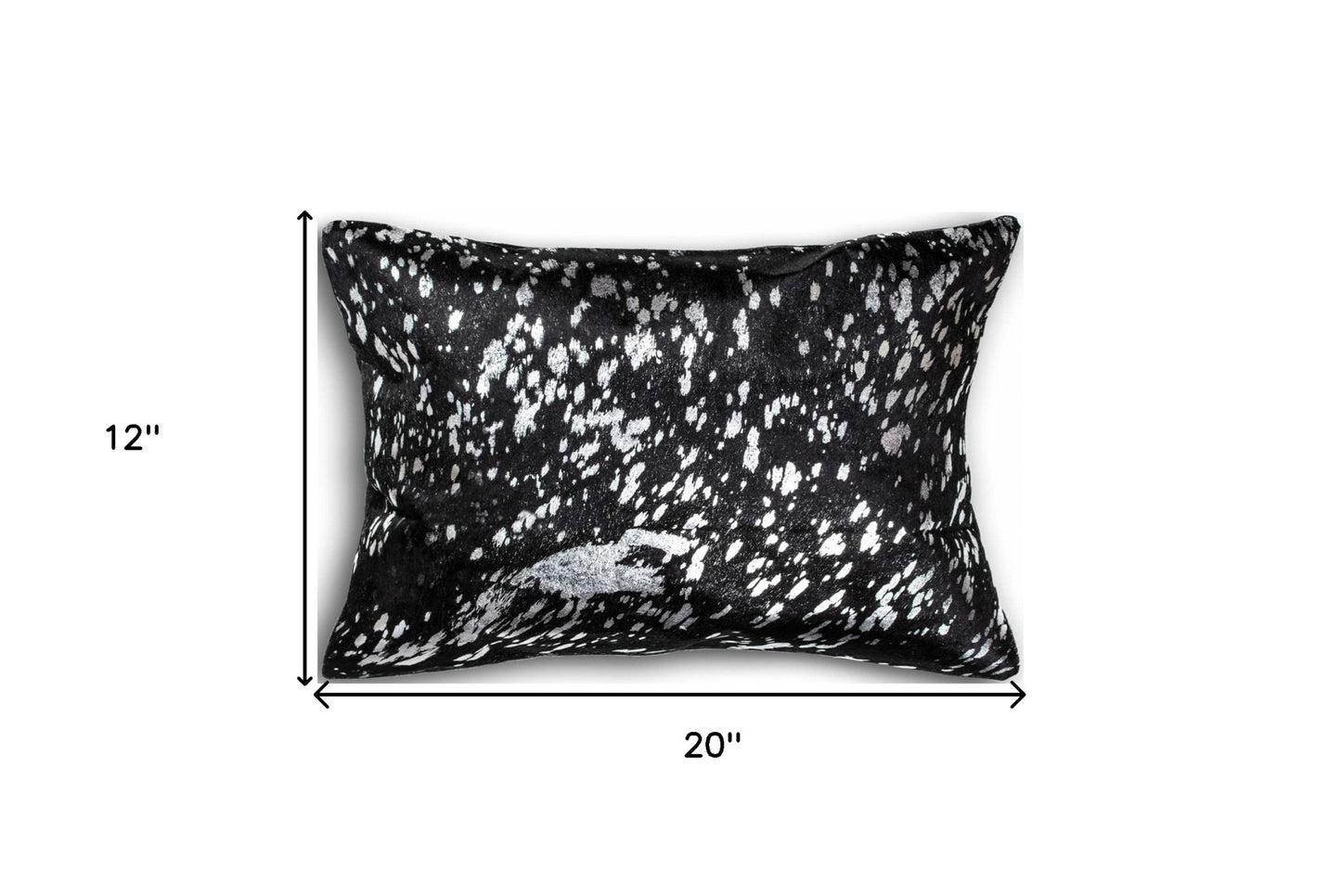 12" X 20" Black and Silver Cowhide Throw Pillow