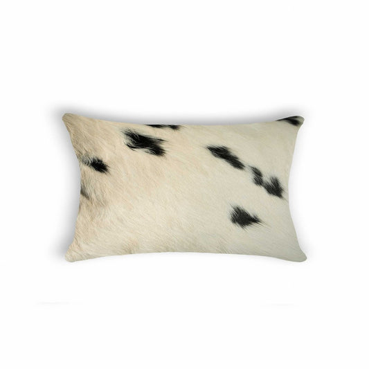 12" X 20" Black And White Cowhide Throw Pillow
