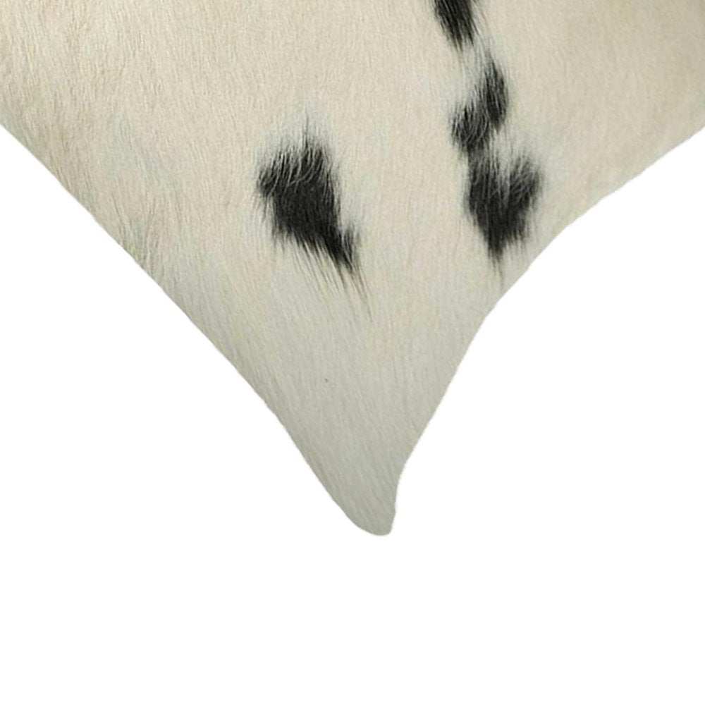 12" X 20" Black And White Cowhide Throw Pillow