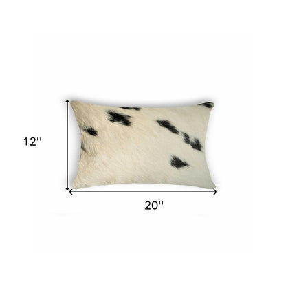 12" X 20" Black And White Cowhide Throw Pillow