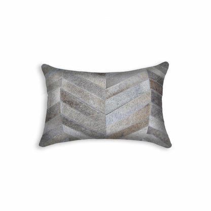 12" X 20" Black Cowhide Throw Pillow