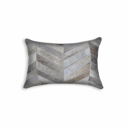 12" X 20" Natural Chevron Cowhide Throw Pillow