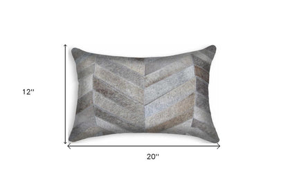 12" X 20" Natural Chevron Cowhide Throw Pillow