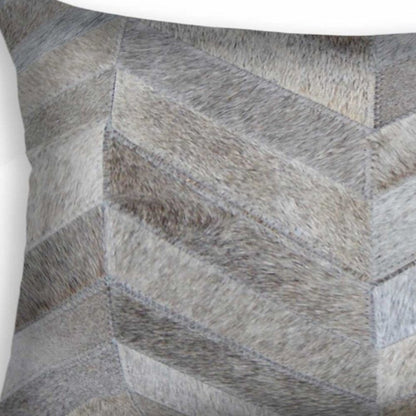 12" X 20" Natural Chevron Cowhide Throw Pillow