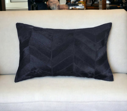 12" X 20" Natural Chevron Cowhide Throw Pillow