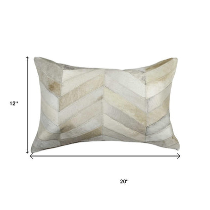 12" X 20" Natural Chevron Cowhide Throw Pillow