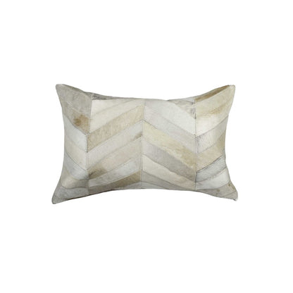 12 X 20 Gray Chevron Cowhide Throw Pillow