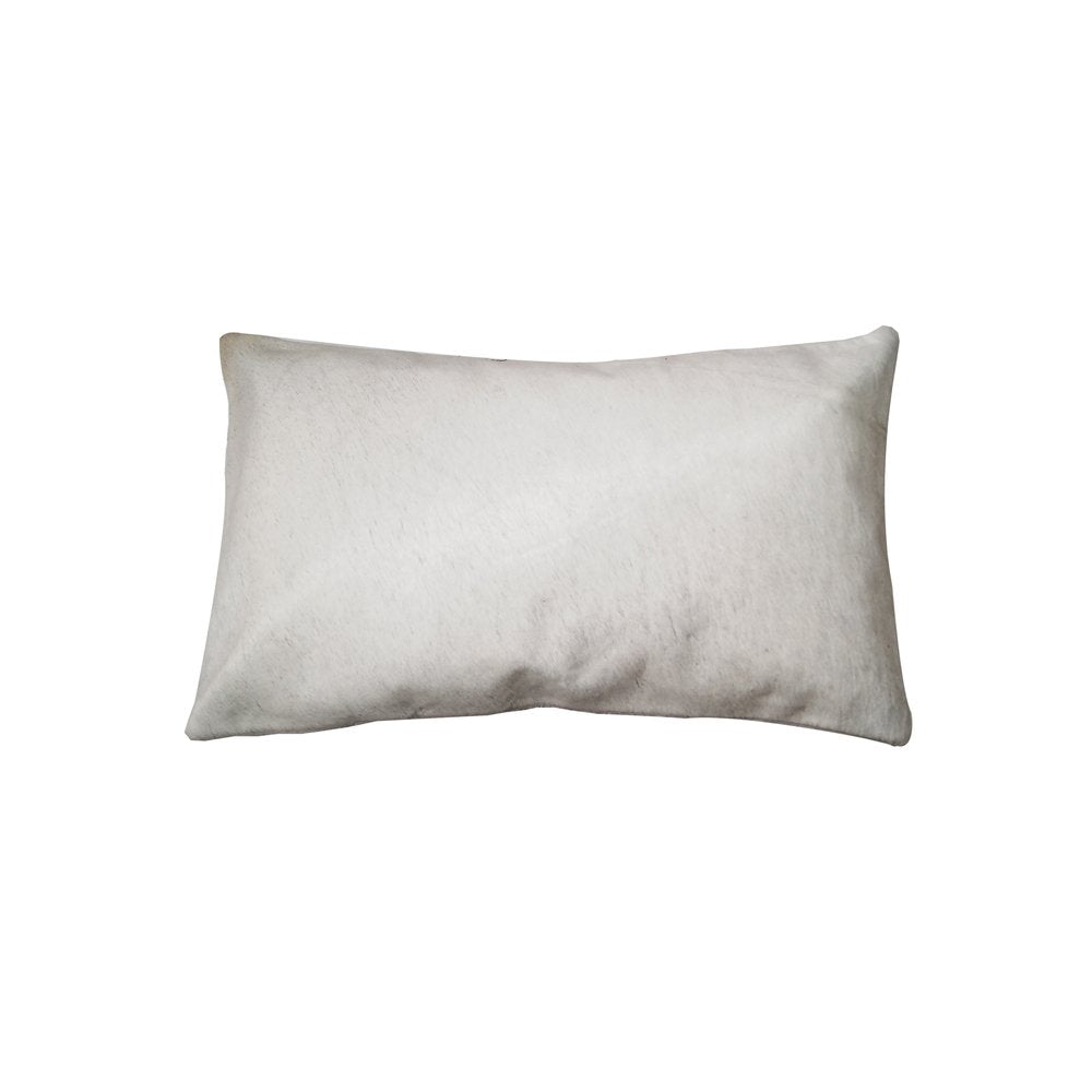 12" X 20" Off White Cowhide Throw Pillow