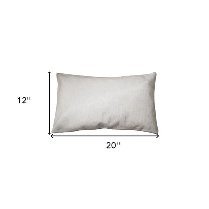 12" X 20" Brown and White Cowhide Throw Pillow