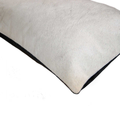 12 X 20 Gray And White Cowhide Throw Pillow