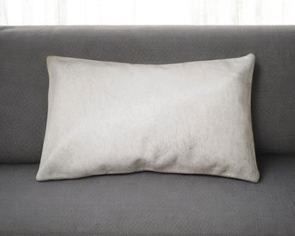 12 X 20 Gray And White Cowhide Throw Pillow