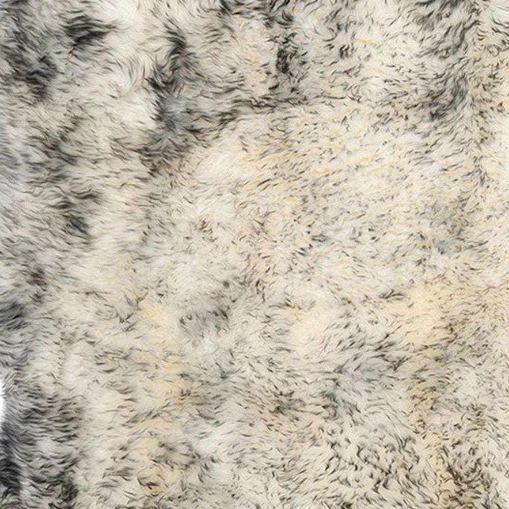 4' X 6' Gold Genuine Sheepskin Animal Print Shag Area Rug