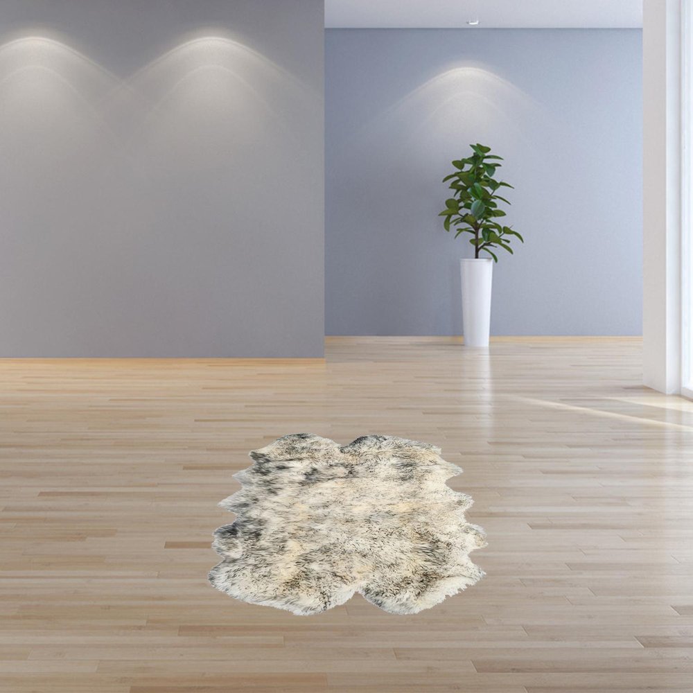 4' X 6' Gold Genuine Sheepskin Animal Print Shag Area Rug