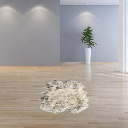 4' X 6' Gold Genuine Sheepskin Animal Print Shag Area Rug