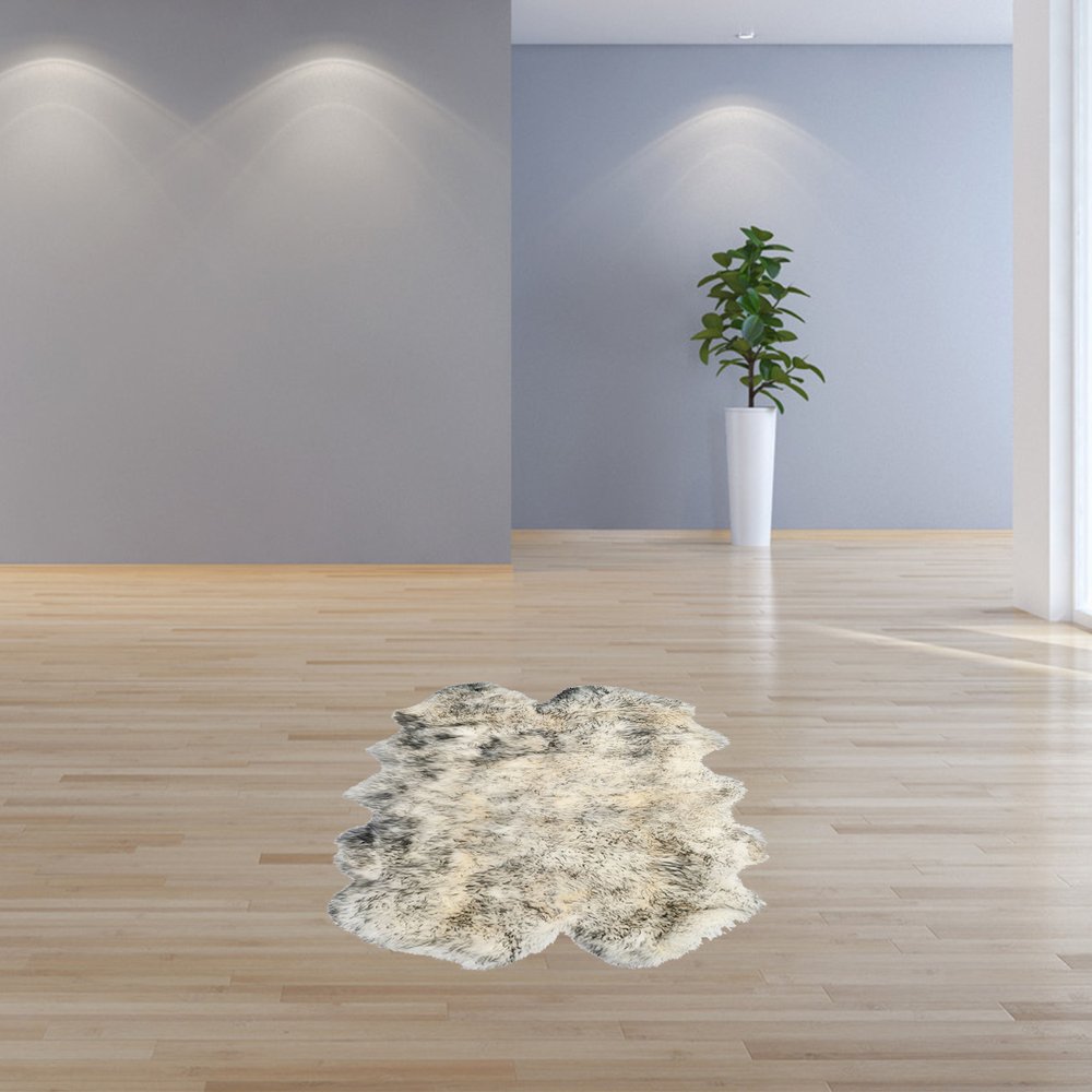 4' X 6' Gold Genuine Sheepskin Animal Print Shag Area Rug