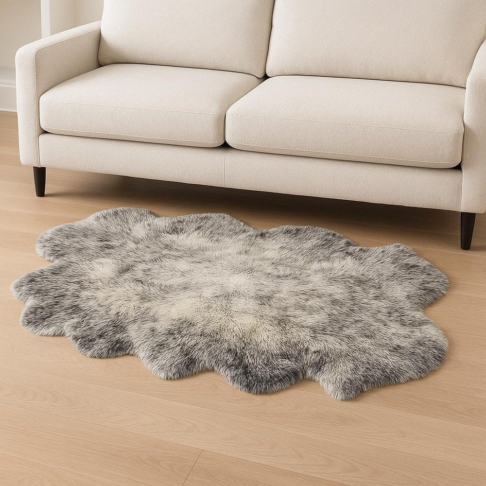 4' X 6' Gold Genuine Sheepskin Animal Print Shag Area Rug