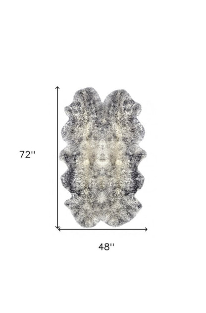 4' X 6' Gray Genuine Sheepskin Handmade Area Rug