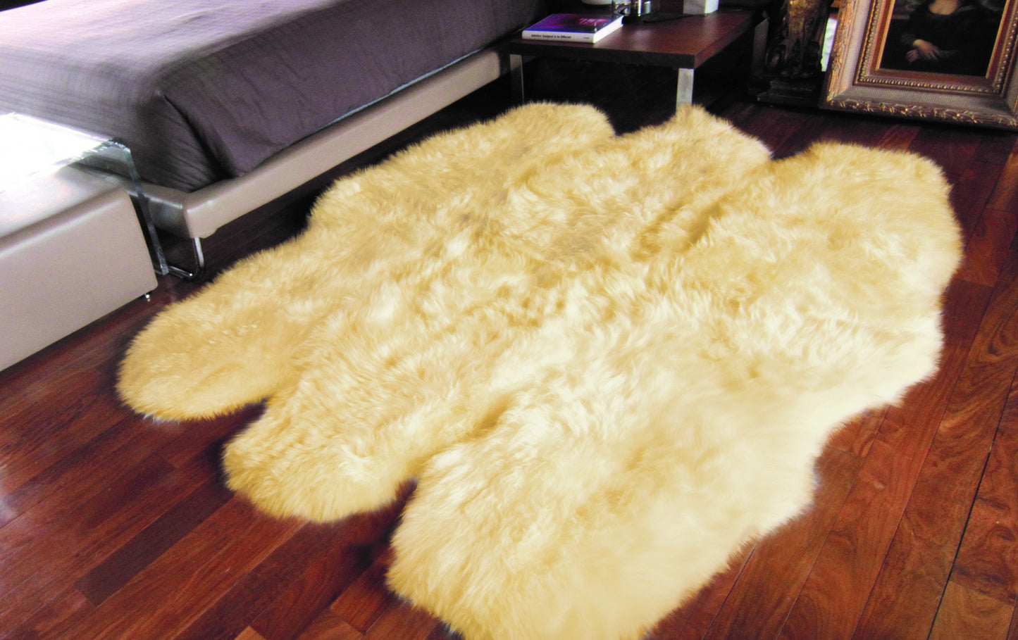 6' X 6' Gold Shag Sheepskin Area Rug