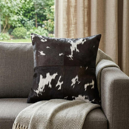 18" Brown and White Cowhide Cowhide Throw Pillow