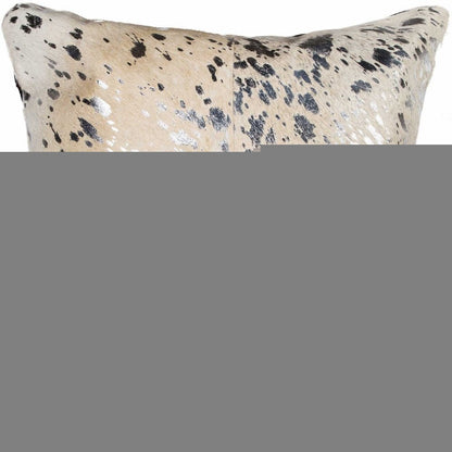 18" Silver And Gray Cowhide Throw Pillow