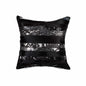18" Black And Silver Striped Cowhide Throw Pillow
