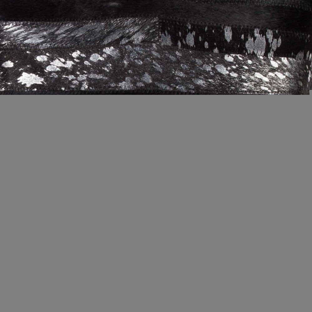 18" Black And Silver Striped Cowhide Throw Pillow