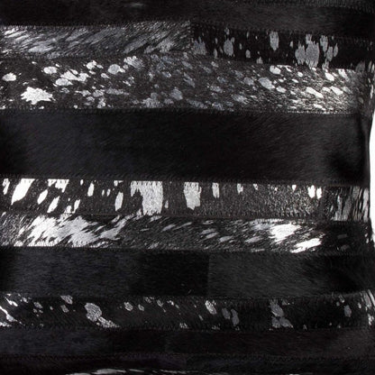 18" X 18" X 5" Black And Silver  Pillow