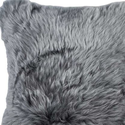 Set of Two 18" Gray Cowhide Throw Pillows