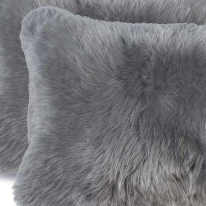 12" X 20" X 5" Gray Sheepskin  Pillow 2 Pack