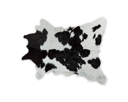 2' X 3' Black And White Cowhide Abstract Hand Woven Area Rug
